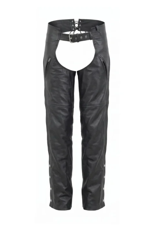 Blackout Edge Women's Black Leather Motorcycle Chaps