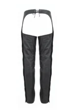 Blackout Edge Women's Black Leather Motorcycle Chaps Back View