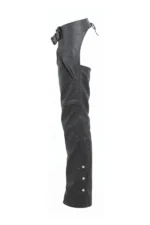Blackout Edge Women's Black Leather Motorcycle Chaps Side View