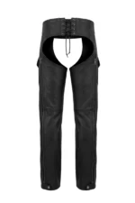 Blackout Ranger Leather Motorcycle Chaps Back View