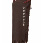 Dark Brown Leather Chink Chaps with Silver Conchos