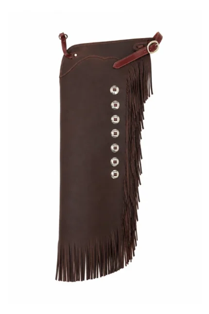 Dark Brown Leather Chink Chaps with Silver Conchos