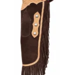 Brown Suede Chink Chaps with Tooled Leather Yoke