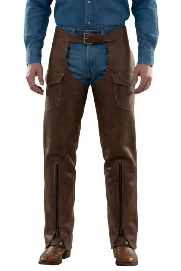 brown-trailblazer-leather-motorcycle-chaps Brown Trailblazer Leather Motorcycle Chaps