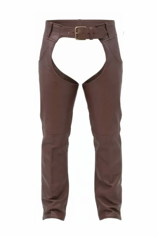 brown winter leather chaps