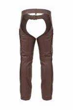 brown winter leather chaps back