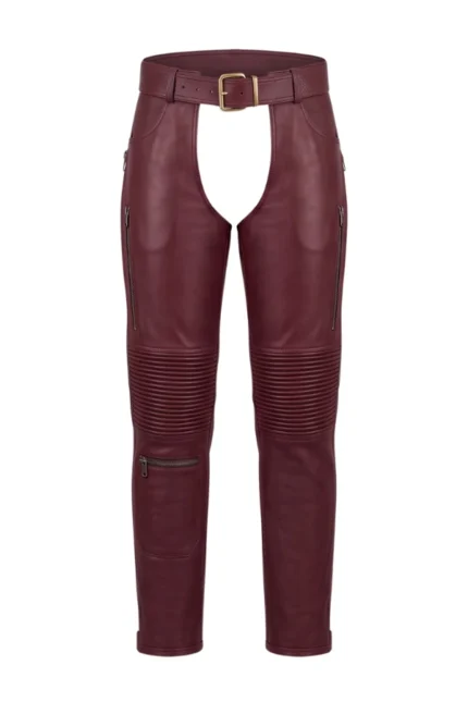 Burgundy Explorer Big & Tall Leather Motorcycle Chaps