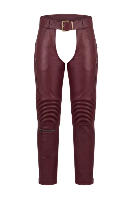 Burgundy Explorer Big & Tall Leather Motorcycle Chaps