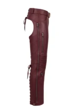 Burgundy Explorer Big & Tall Leather Motorcycle Chaps Side View