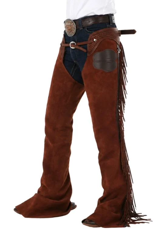 Canyon Brown Suede Western Show Chaps with Tooled Yoke