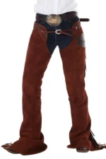 Canyon Brown Suede Western Show Chaps Full Length View