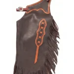 Canyon Brown Youth Western Chaps with Fringe and Contrast Trim