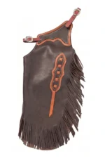 Canyon Brown Youth Western Chaps with Fringe and Contrast Trim