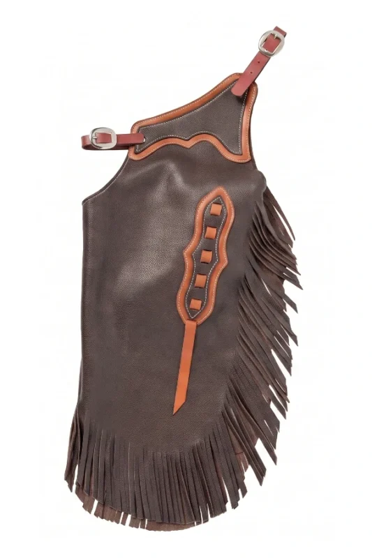 Canyon Brown Youth Western Chaps with Fringe and Contrast Trim