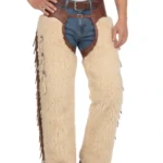 Canyon Cream Woolies Chaps with Leather Fringe