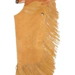 Canyon Dust Suede Chink Chaps with Basketweave Yoke and Long Fringe