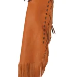 Canyon Forge Leather Chink Chaps with Basketweave Yoke and Fringe
