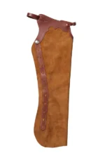 Canyon Gold Shotgun Chaps with Brown Leather Accents Side View