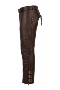 Canyon Guard Big & Tall Touring Leather Motorcycle Chaps Triple Buckle Cuff Detail
