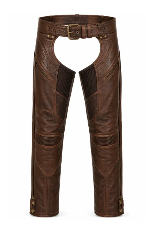 CanyonAir Heritage Unisex Brown Leather Motorcycle Chaps