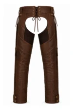 CanyonAir Heritage Unisex Brown Leather Motorcycle Chaps Back View