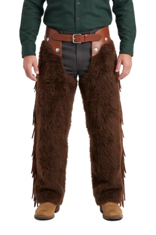 Cedar Ridge Brown Woolies Chaps with Leather Lacing