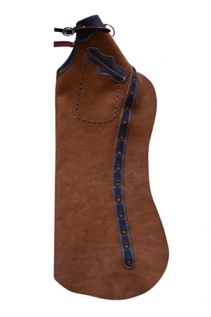 Chestnut Brown Leather Batwing Chaps with Black Trim