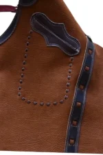 Chestnut Brown Leather Batwing Chaps with Black Trim Pocket View