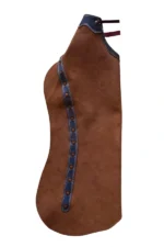Chestnut Brown Leather Batwing Chaps with Black Trim Side View