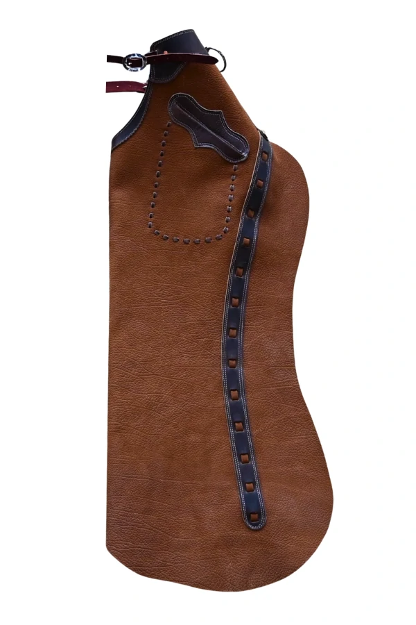 chestnut-brown-leather-batwing-chaps-black-trim Chestnut Brown Leather Batwing Chaps with Black Trim
