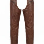 Classic Brown Leather Motorcycle Chaps