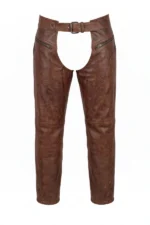 Classic Brown Leather Motorcycle Chaps