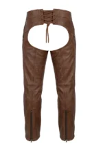 Classic Brown Leather Motorcycle Chaps Back View
