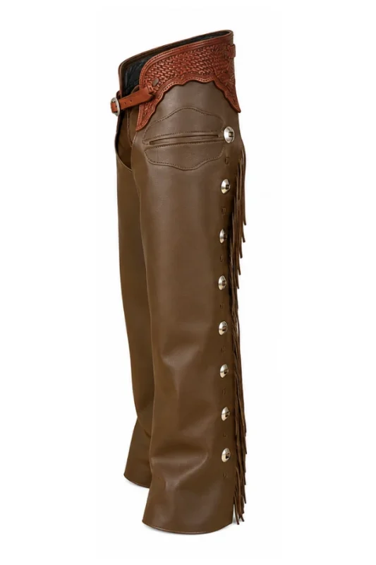 Classic Brown Leather Shotgun Chaps