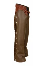 Classic Brown Leather Shotgun Chaps Side View