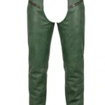 Classic Green Leather Motorcycle Chaps