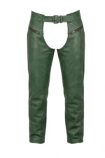 Classic Green Leather Motorcycle Chaps