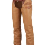 Classic Tan Leather Fringe Shotgun Chaps