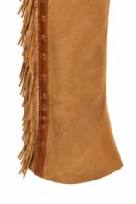 Classic Tan Suede Fringe Shotgun Chaps Details View