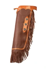 Copper Ridge Leather Chink Chaps with Floral Conchos and Fringe