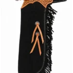 Coppercrest Black Youth Western Chaps with Honey-Brown Leather Yoke