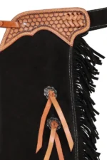 Coppercrest Black Youth Western Chaps with Fringe Yoke View