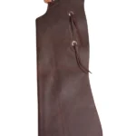 Dark Brown Leather Batwing Chaps with Tan Adjustable Waist Strap