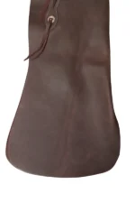 Dark Brown Leather Batwing Chaps with Tan Adjustable Waist Strap Bottom View