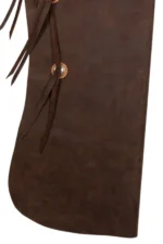 Dark Brown Suede Batwing Chaps with Western Pocket and Concho Ties Details View