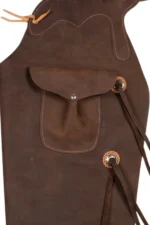 Dark Brown Suede Batwing Chaps with Western Pocket and Concho Ties Pocket View