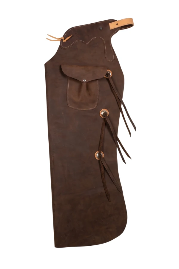 dark-brown-suede-batwing-chaps-western-pocket Dark Brown Suede Batwing Chaps with Western Pocket and Concho Ties