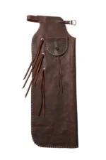 Dark Chocolate Brown Leather Batwing Chaps with Studded Trim Side View