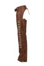 Desert Beaded Fringe Women's Brown Leather Motorcycle Chaps Side View