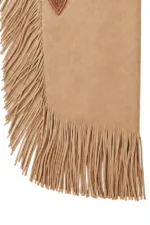 Desert Rose Suede Chink Chaps with Basketweave Yoke and Long Fringe View